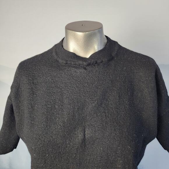 Anthropologie Merino Wool Black Cropped Crew Neck Sweater | Women's XSmall - Picture 2 of 14